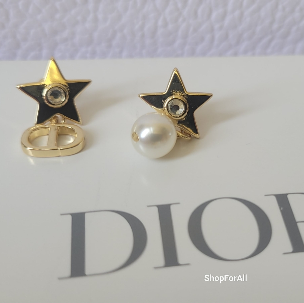 DIOR LUCKY Star Gold -finish Metal And White Pearls - Picture 13 of 14